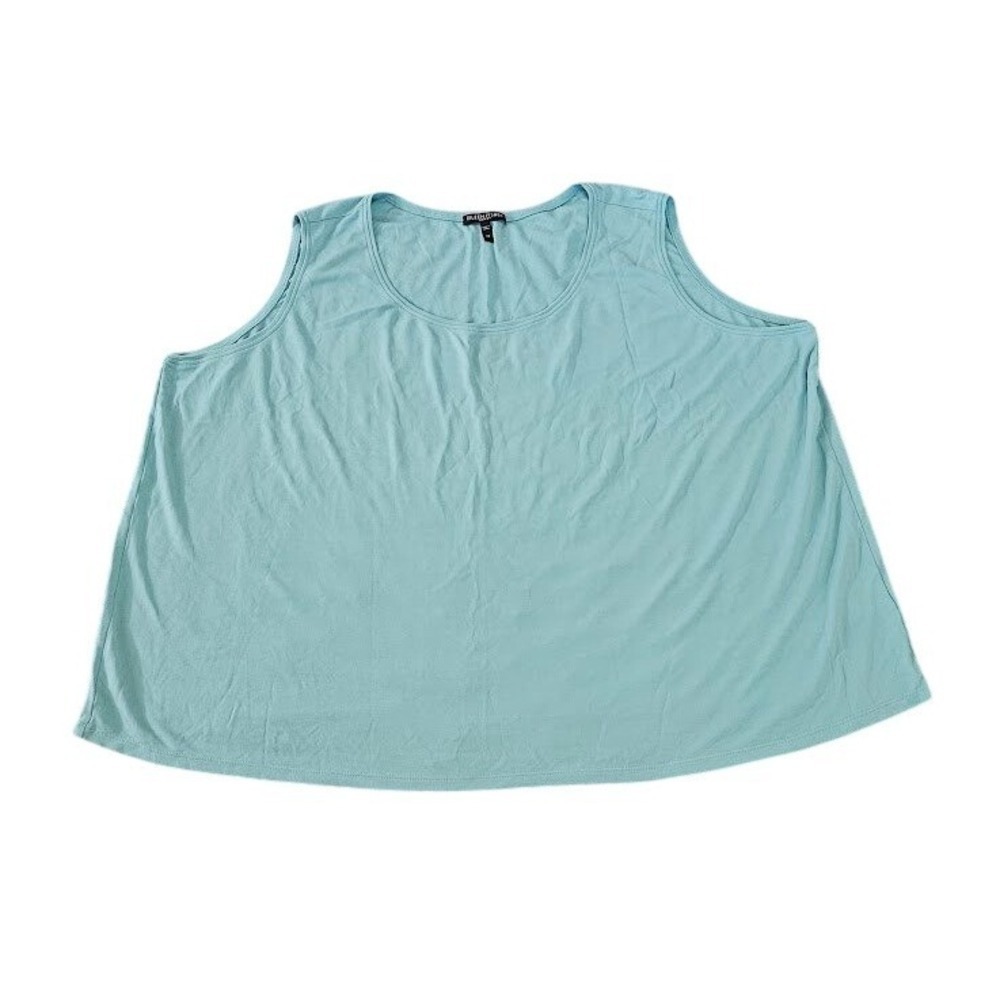 Eileen Fisher 100% Silk Tank Top Women 3X Aqua Blue Green Sleeveless Classic